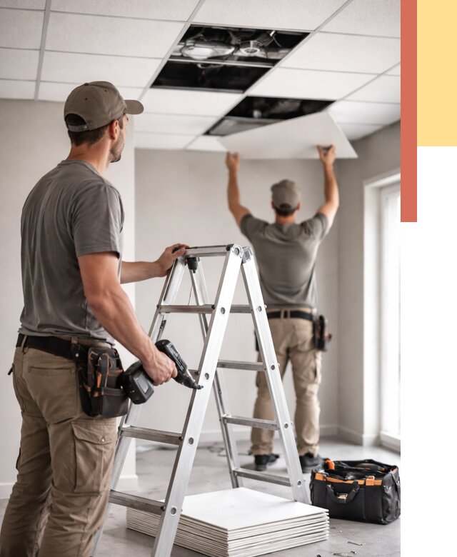 Обслуживание подвесного потолка в Скопине от 3647 руб. — быстро и недорого | ОТДЕЛОЧНИК-Скп