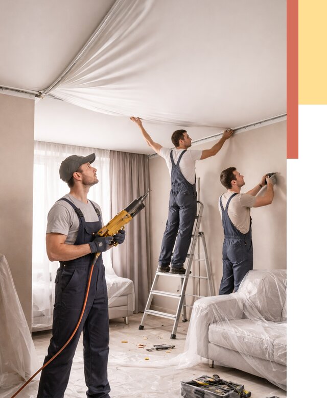 Установка натяжного потолка в Скопине от 4689 руб. | Быстро и недорого — ОТДЕЛОЧНИК-Скп