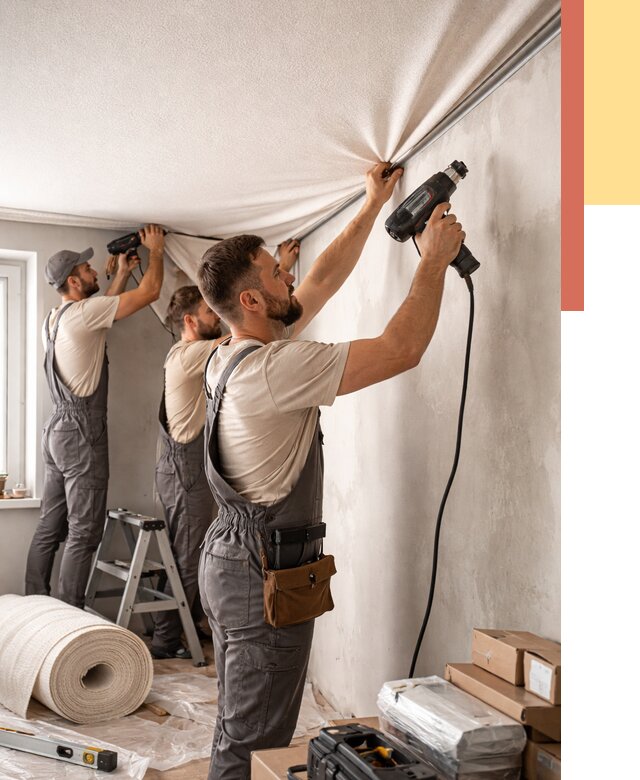 Монтаж фактурного натяжного потолка в Скопине от 782 руб. — ОТДЕЛОЧНИК-Скп