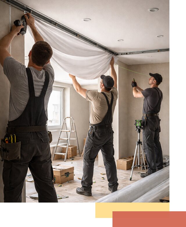 Монтаж парящего натяжного потолка под ключ в Скопине