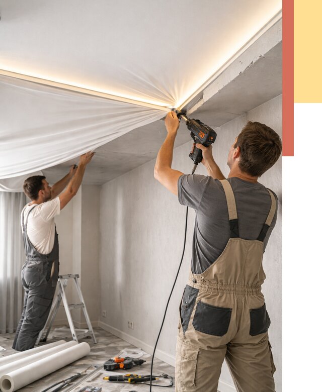 Монтаж натяжного потолка с подсветкой в Скопине от 990 руб. | ОТДЕЛОЧНИК-Скп