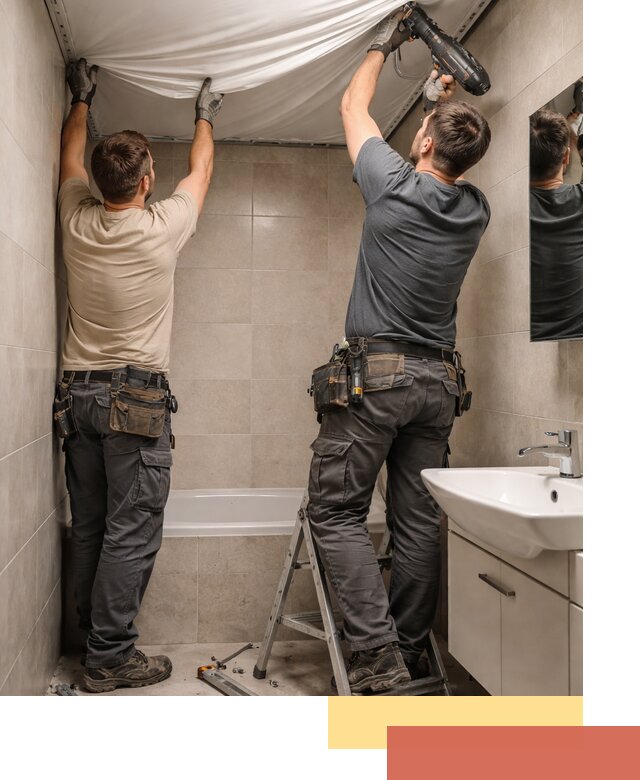 Монтаж натяжного потолка в ванной в Скопине быстро и качественно