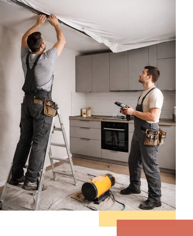 Монтаж натяжного потолка на кухне в Скопине