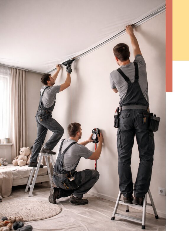 Монтаж натяжного потолка в детской в Скопине от 3647 руб. — быстро и недорого | ОТДЕЛОЧНИК-Скп