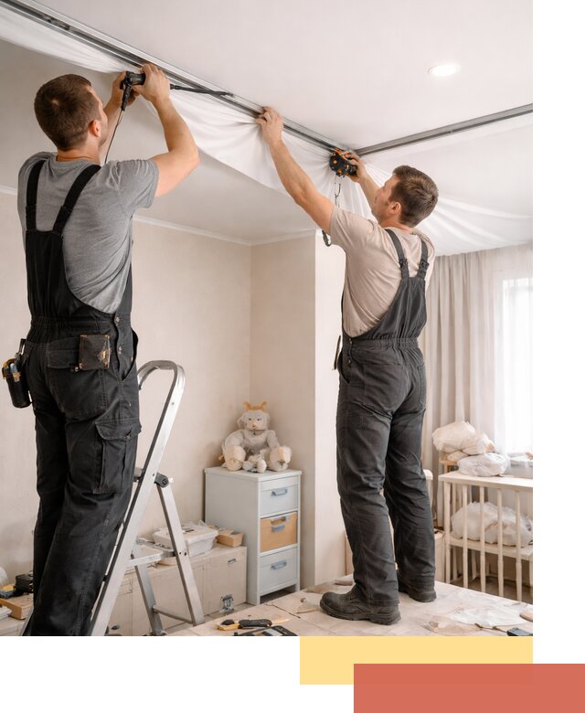 Монтаж натяжного потолка в детской комнате в Скопине