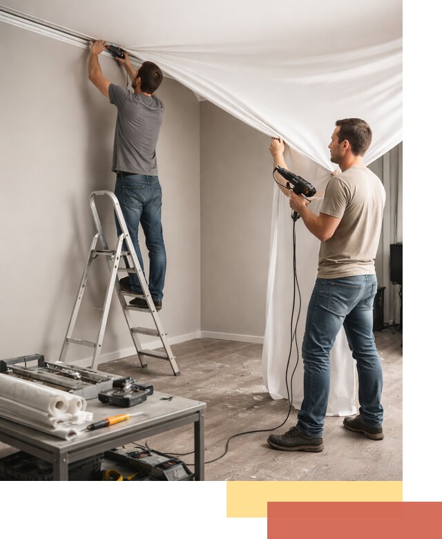 Монтаж натяжного потолка в студии в Скопине