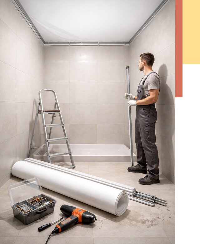 Монтаж натяжного потолка в санузле в Скопине от 1928 руб. — ОТДЕЛОЧНИК-Скп