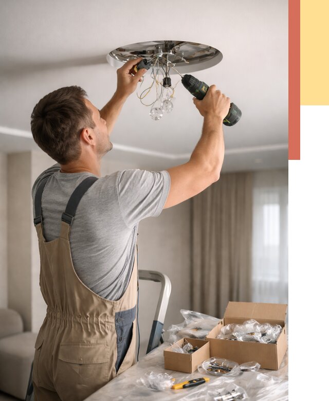 Установка люстры в натяжной потолок в Скопине от 1251 руб. | Быстро и недорого — ОТДЕЛОЧНИК-Скп