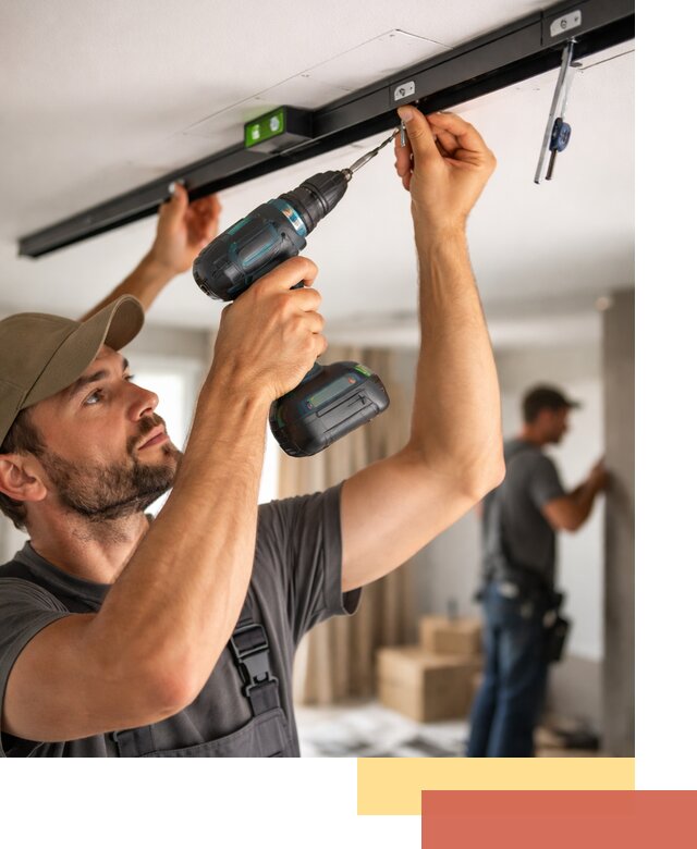 Установка трековых светильников в натяжной потолок в Скопине