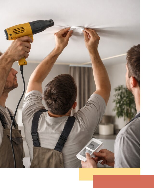 Ремонт прокола полотна натяжного потолка в Скопине