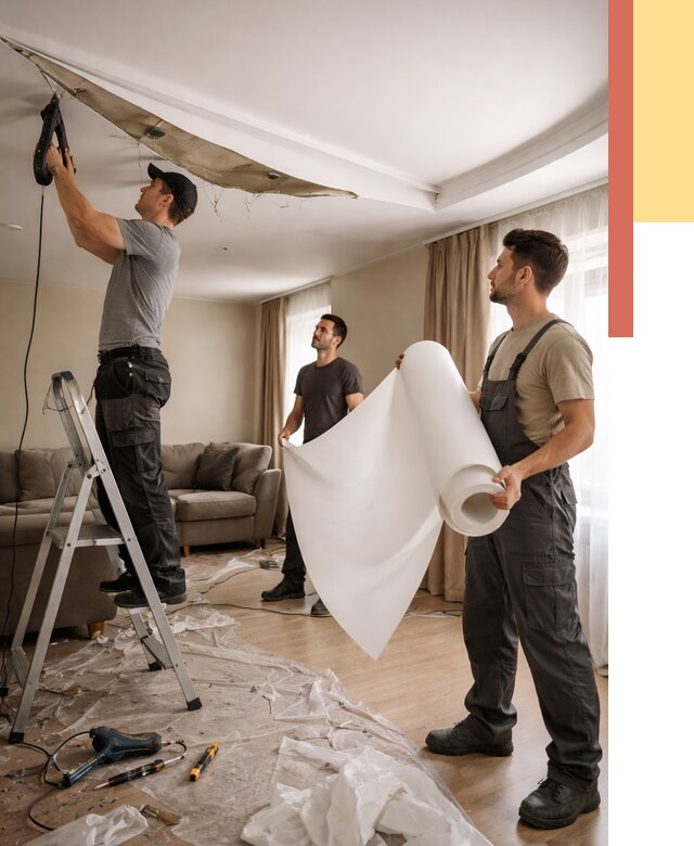 Замена полотна натяжного потолка в Скопине от 9900 руб. быстро и недорого | ОТДЕЛОЧНИК-Скп