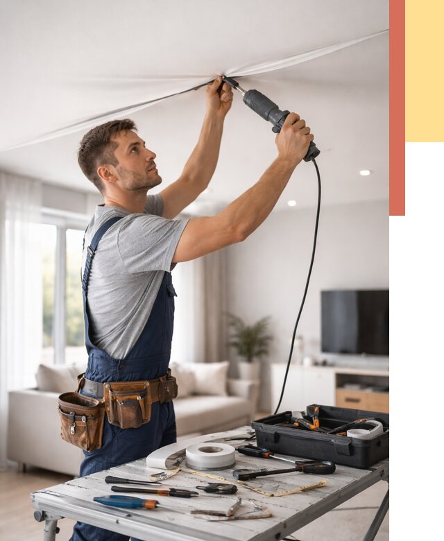 Ремонт натяжных потолков в Скопине от 9900 руб. под ключ — ОТДЕЛОЧНИК-Скп