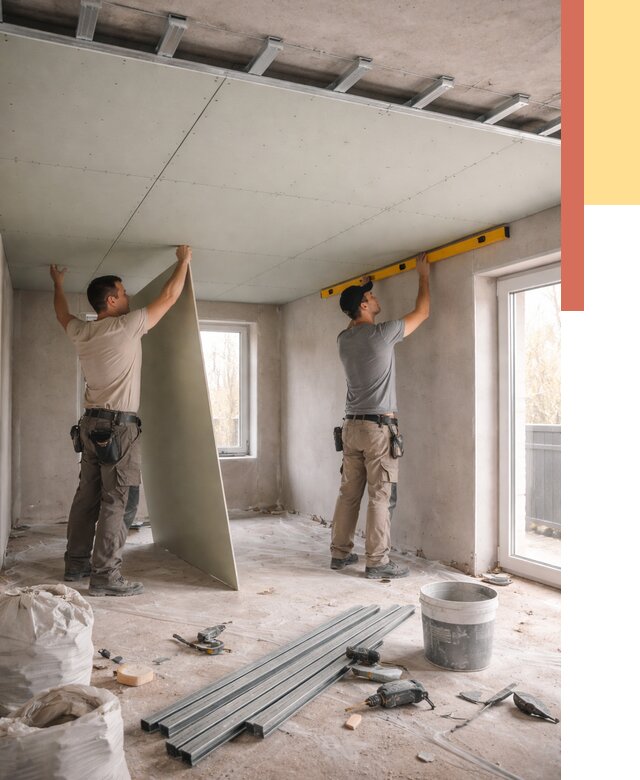 Одноуровневый потолок из гипсокартона в Скопине от 782 руб. — монтаж под ключ | ОТДЕЛОЧНИК-Скп