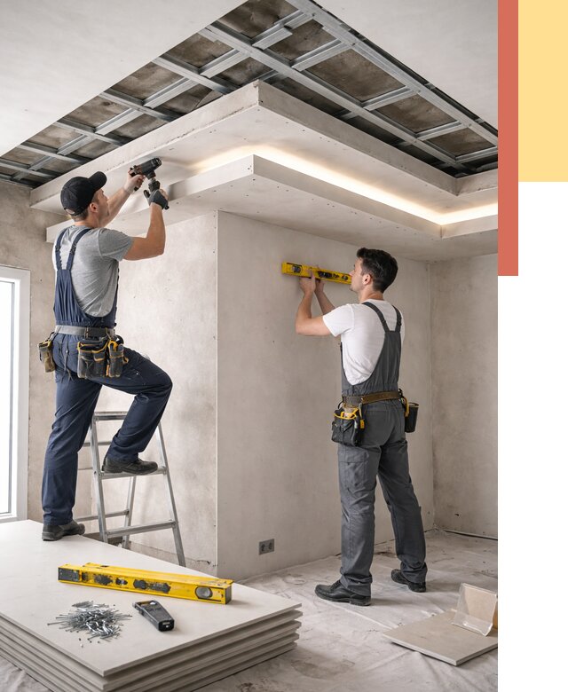 Двухуровневый потолок из гипсокартона в Скопине от 1511 руб. под ключ | ОТДЕЛОЧНИК-Скп