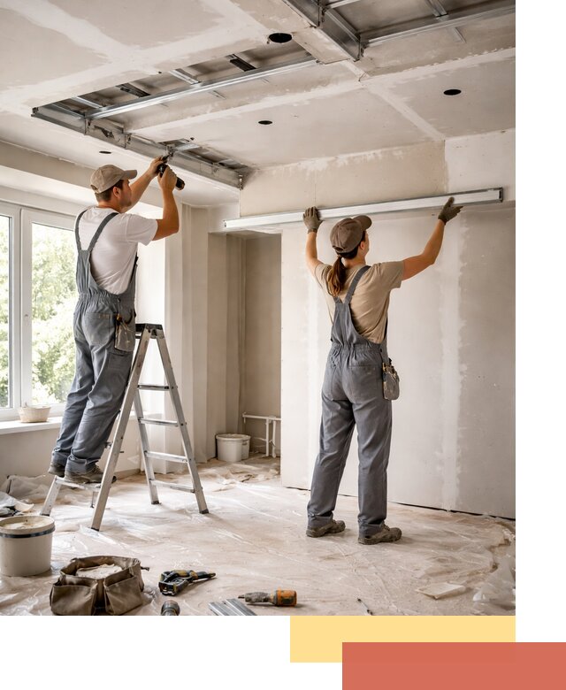 Монтаж многоуровневого потолка из гипсокартона в Скопине