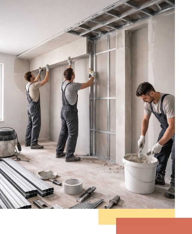 Монтаж потолка из гипсокартона с нишей в Скопине