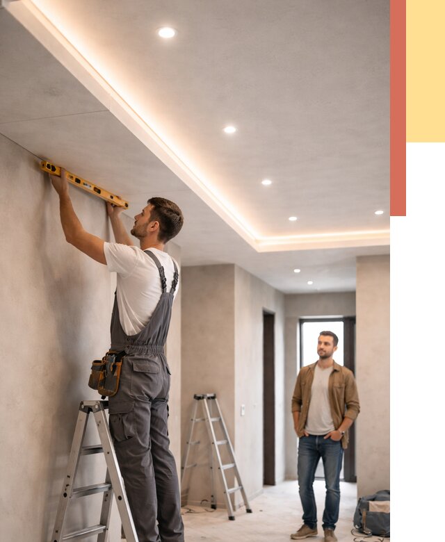 Потолок из гипсокартона с подсветкой в Скопине от 782 руб./м2 под ключ | ОТДЕЛОЧНИК-Скп