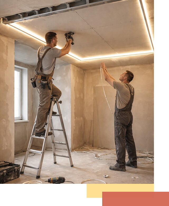 Потолок из гипсокартона с подсветкой в Скопине