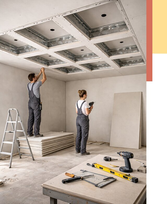 Кессонный потолок из гипсокартона в Скопине от 1928 руб. — монтаж и под ключ | ОТДЕЛОЧНИК-Скп