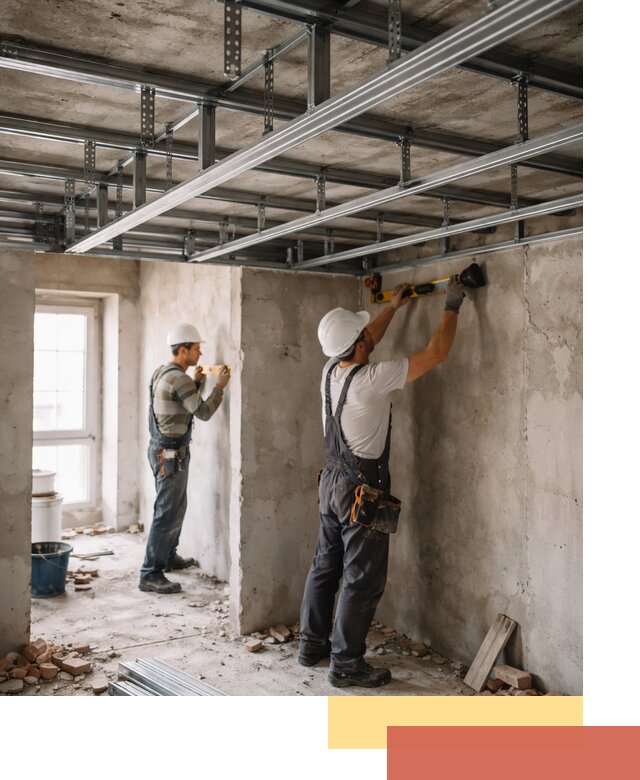 Монтаж каркаса потолка из профильного профиля в Скопине