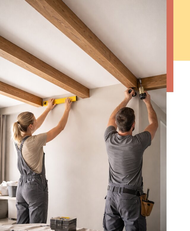 Монтаж декоративных балок на потолок в Скопине от 4377 руб. — ОТДЕЛОЧНИК-Скп