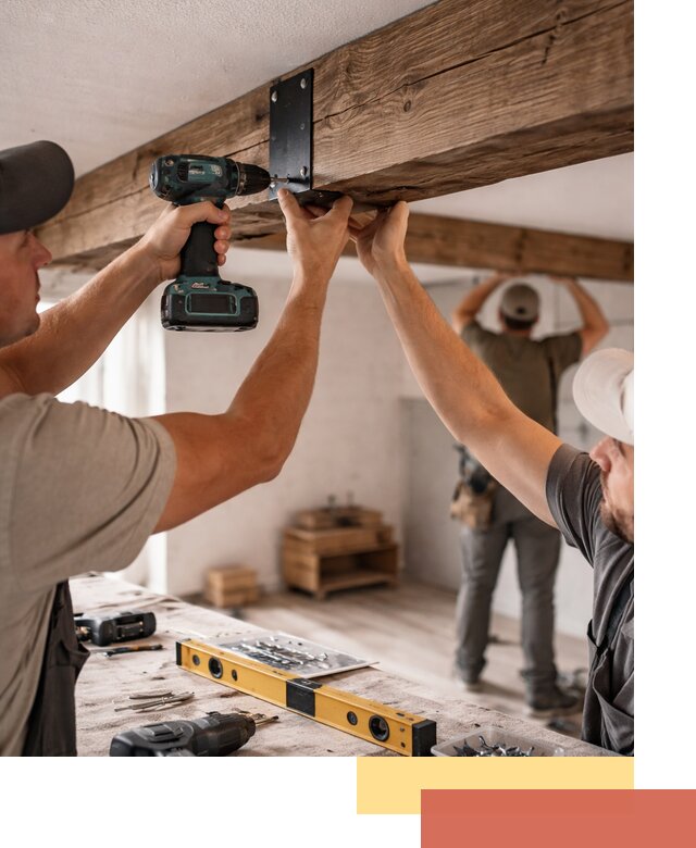 Монтаж декоративных потолочных балок в Скопине